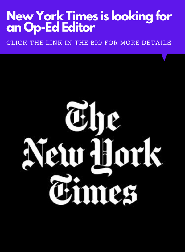 New York Times is looking for an ambitious, creative, digitally sophisticated leader to help shape its Opinion report, focusing on Politics and Culture.